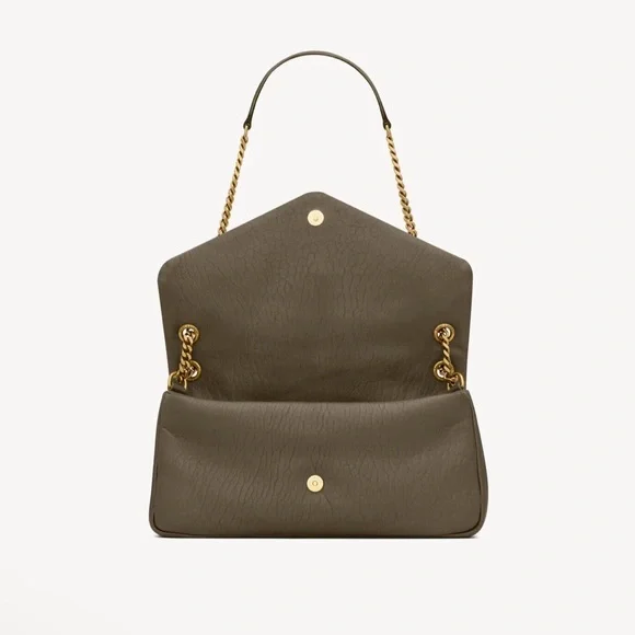 YSL Calypso Medium in grained Lambskin Light musk/Olive green - Picture 3 of 10